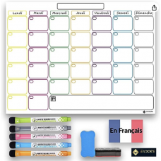 Магнитный органайзер для досок, стираемая доска для ежемесячных заметок для кухни-холодильника, 5 магнитных маркеров и 1 ластик,...